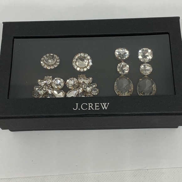 J. Crew Three Pair Crystal Earrings Box Set NWT - Picture 5 of 6
